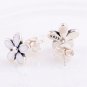 Authentic 925 Sterling Silver Darling Daisies w/ White Enamel Stud Earrings