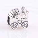 925 Sterling Silver Baby Pram/Carriage/Stroller Charm - fits European Beads Bracelets