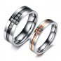 Set of Titanium Stainless Steel Cross "Endless Love" CZ Anniversary Couple Engagement Rings Band
