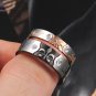 Set of Fleur De Lis Stainless Steel Engraved "Real Love" Couple Promise Wedding Rings Band