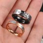 Set of Fleur De Lis Stainless Steel Engraved "Real Love" Couple Promise Wedding Rings Band