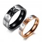 Set of Fleur De Lis Stainless Steel Engraved "Real Love" Couple Promise Wedding Rings Band