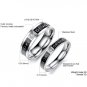 Set of Titanium Stainless Steel CZ "LOVE DEVOTION" Couple Promise Ring Wedding Band Set
