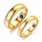 Set of Tungsten Carbide Polished Gold Tone Dome w/ Health Magnetic Stone Couple Wedding Ring Band