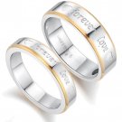Set of Stainless Steel Engraved "forever love" Couple Promise Wedding Rings Band