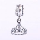 925 Sterling Silver My Princess Tiara Pendant Charm - fits European Beads Bracelets