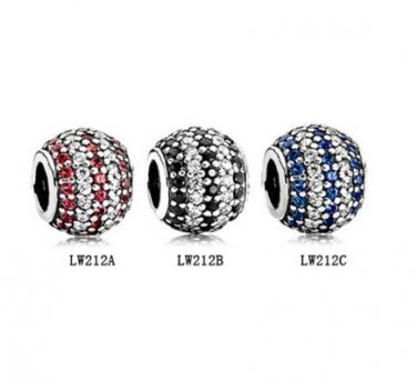 925 Sterling Silver 3 Pcs Sparkling Pave Zirconia Nautical Light Bead Charms Gift Set