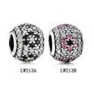925 Sterling Silver 2 Pcs Shimmering Cherry Blossom Bead Charms Gift Set