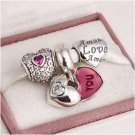 925 Sterling Silver MI AMOR VALENTINE Charms Gift Set - fits European Bracelets
