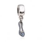 925 Sterling Silver Cinderella Sparkling Slippers Dangle Pendant Charm
