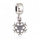 925 Sterling Silver Sparkling Mickey Snowflake Dangle Pendant Charm