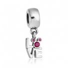 925 Sterling Silver LOVE Mickey Dangle Pendant Charm