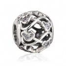 925 Sterling Silver Openwork Minnie & Mickey Infinity Bead Charm