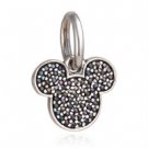 925 Sterling Silver Sparkling Mickey Icon Dangle Necklace Pendant Charm