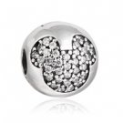 925 Sterling Silver Mickey CZ Paved Clip Charm