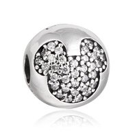 925 Sterling Silver Mickey CZ Paved Clip Charm