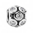 925 Sterling Silver Openwork Clear Sparkling Circle Charm - fits European Beads Bracelets