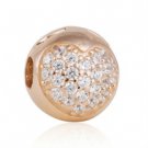 925 Sterling Silver w/ Rose Gold Plated Love Of My Life Clear CZ Clip Bead