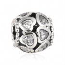 925 Sterling Silver Love All Around Clear CZ Charm Bead