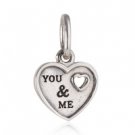 925 Sterling Silver "You & Me" Together Forever Heart Dangle Necklace Pendant Charm