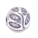 925 Sterling Silver Sparkling Leaves Clip Charm