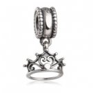 925 Sterling Silver Ariel Tiara Silver Crown Dangle Pendant Charm