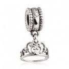 925 Sterling Silver Cinderella Tiara Silver Crown Dangle Pendant Charm