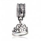 925 Sterling Silver Snow White Tiara Silver Crown Dangle Pendant Charm