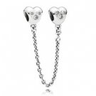 925 Sterling Silver Heart Of Mickey Safety Chain Charm