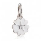 925 Sterling Silver Daisy Flower w/ White Enamel Dangle Necklace Pendant Charm