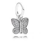 925 Sterling Silver Sparkling Butterfly Dangle Necklace Pendant Charm