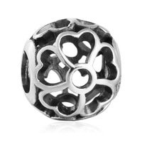 925 Sterling Silver Openwork Vintage Flower Primrose Charm Bead