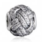 925 Sterling Silver Sparkling Love Knot Charm Bead