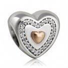 925 Sterling Silver 14ct Always In My Heart Charm Bead
