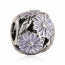 925 Sterling Silver Lavender Daisy Meadow Charm Bead