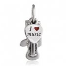 925 Sterling Silver Music Trinity Dangle Pendant Charm