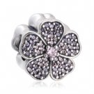 925 Sterling Silver Sparkling Primrose w/ CZ Charm Bead