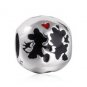 925 Sterling Silver Mickey & Minnie w/ Black & Red Enamel Charm Bead