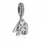 925 Sterling Silver 40 Years of Love w/ Clear CZ Dangle Pendant Charm