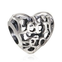 925 Sterling Silver Openwork Let It Go Heart Charm Bead