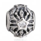 925 Sterling Silver Openwork Frozen Snowflake w/ CZ Charm Bead