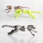 Pair 3D Long Tail Running Leopard Cat Stud Fake Gauge Earrings - Cool Rock Punk Metal Korean Style