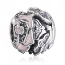 925 Sterling Silver Soft Pink Delicate Rose Charm Bead
