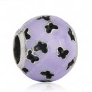 925 Sterling Silver Purple Fluttering Cut - Out Butterflies Charm Bead