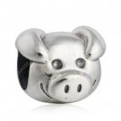 925 Sterling Silver Playful Pig Charm Bead