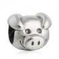 925 Sterling Silver Playful Pig Charm Bead