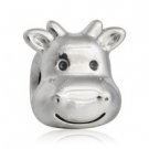 925 Sterling Silver Cheerful Cow Charm Bead