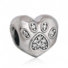 925 Sterling Silver I Love My Pet w/ Clear CZ Charm Bead