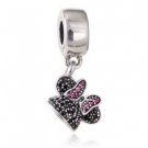 925 Sterling Silver Sparkling Minnie Ear Hat Dangle Pendant Charm