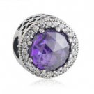 925 Sterling Silver Purple Radiant Heart Charm Bead